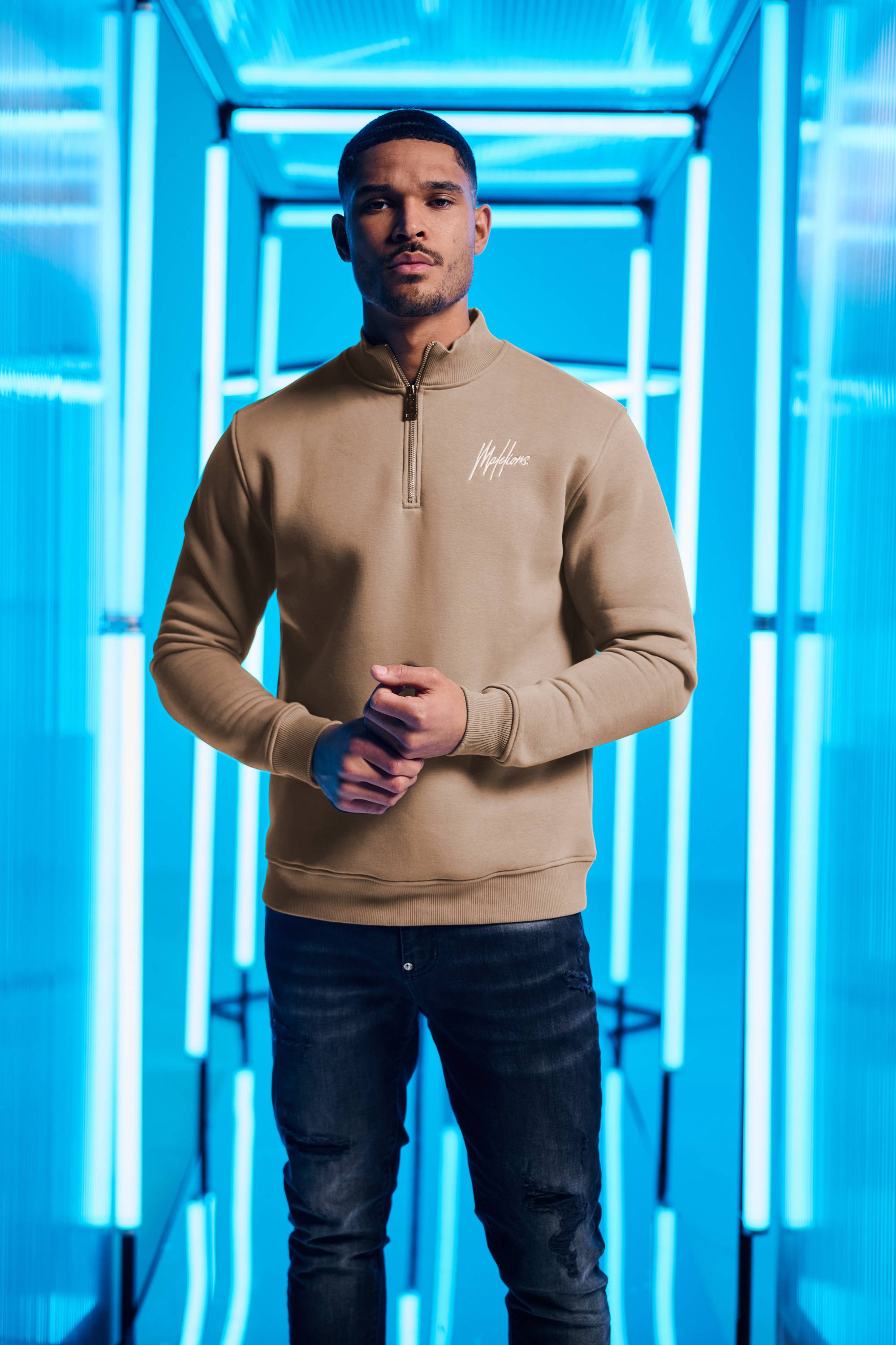 Malelions Herren-Sneaker-Halbreißverschluss | Khaki