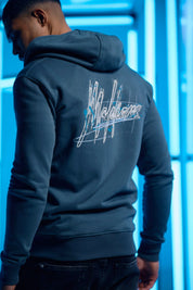 Malelions Herren Splash Zip-Hoodie | Schiefergrau/Hellblau