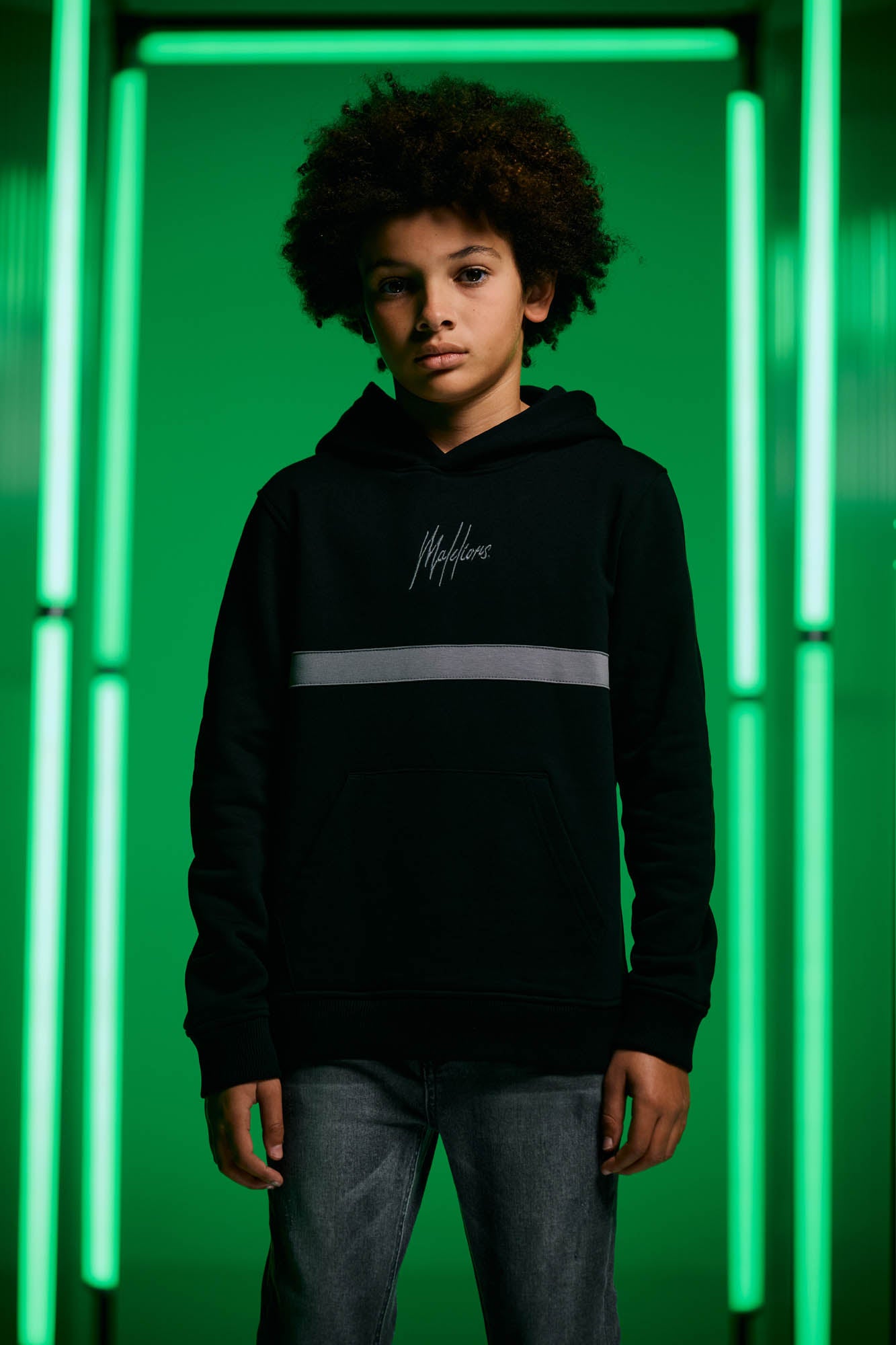Malelions Junior Tube Hoodie | Schwarz/Anthrazit
