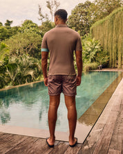 Malelions Men Captain Swim Shorts | Stone Brown/Bright Blue