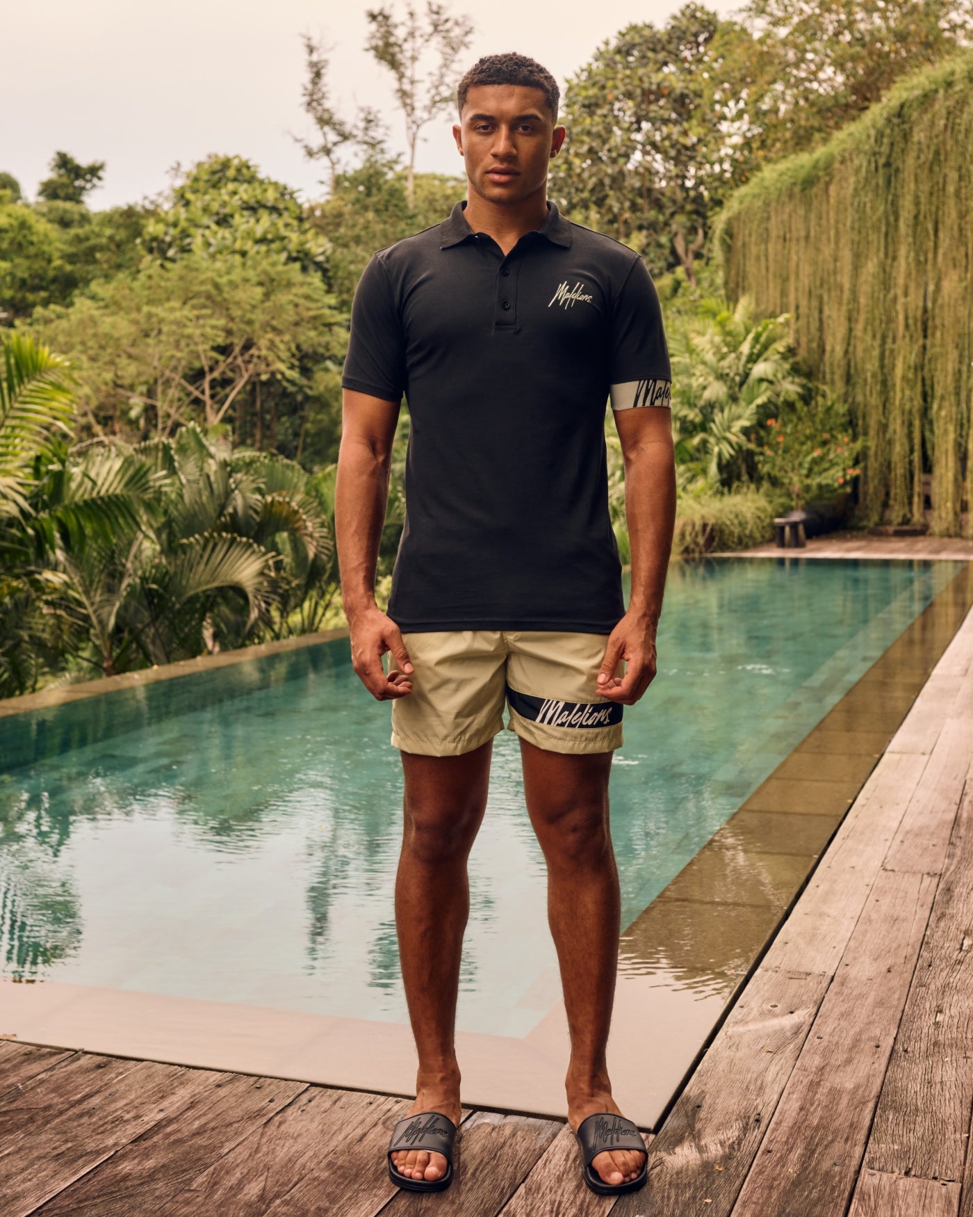 Polo Shirt With Swim Shorts Swim Shorts Men's Beachwear Tops