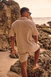 Malelions Men Seersucker Shirt | Taupe