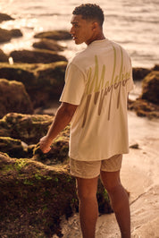 Malelions Men Split T-Shirt | Beige