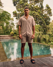 Malelions Men Seersucker Shirt | Taupe