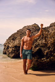 Malelions Men Split Swim Shorts | Petrol Green