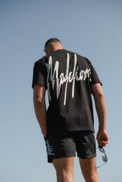 Malelions Men Split T-Shirt | Black/Dusty Turquoise