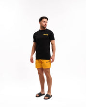 Malelions Men Iconic Slim T-Shirt | Black/Light Orange
