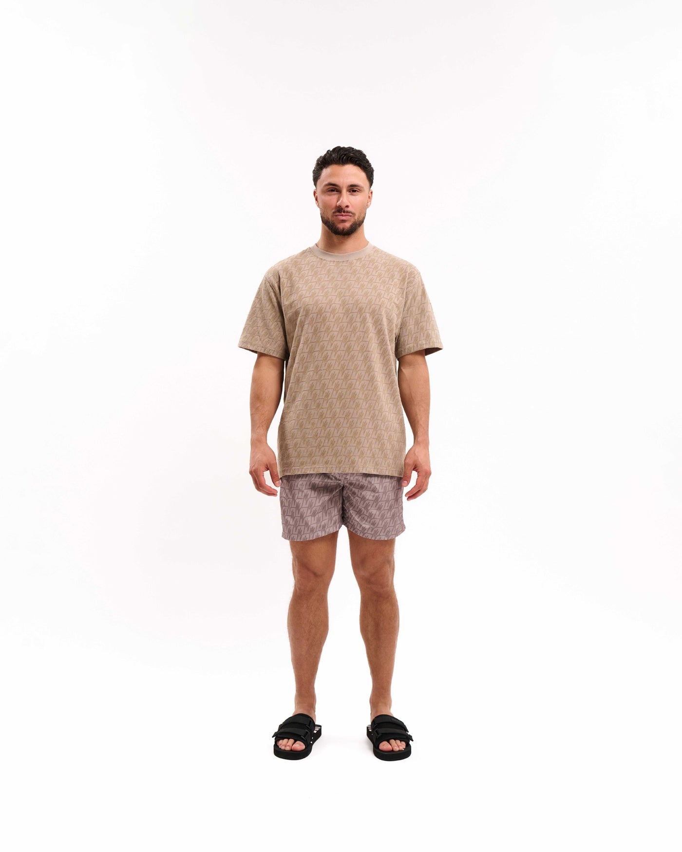 Malelions Herren-T-Shirt mit Monogramm | Taupe