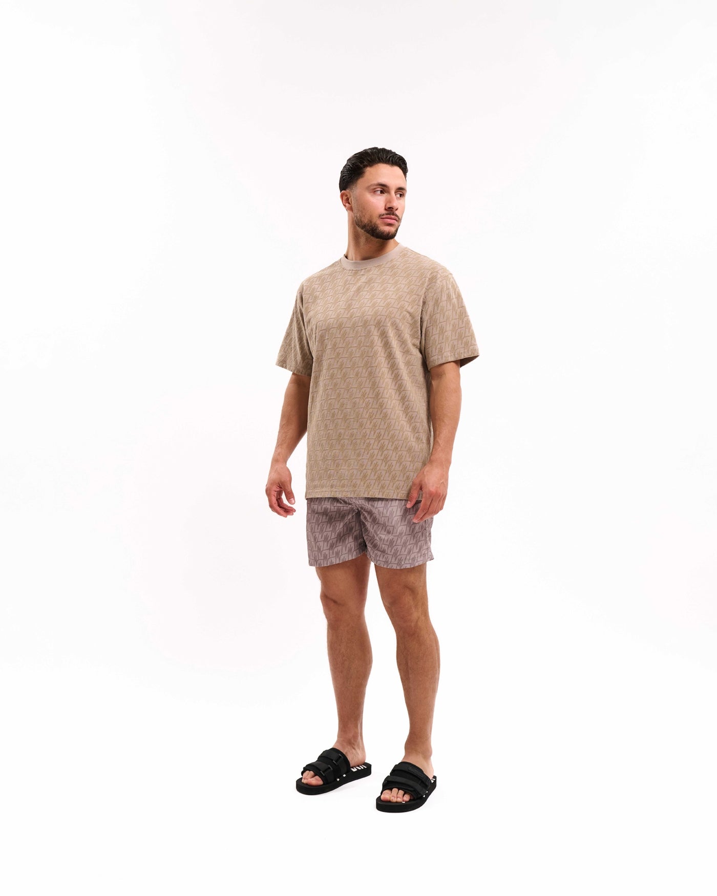 Malelions Herren-T-Shirt mit Monogramm | Taupe