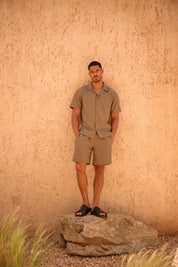Malelions Men Diagonal Seersucker Shorts | Dark Sage