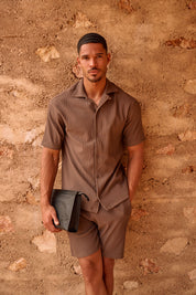 Malelions Men Ribbed Shorts | Brown
