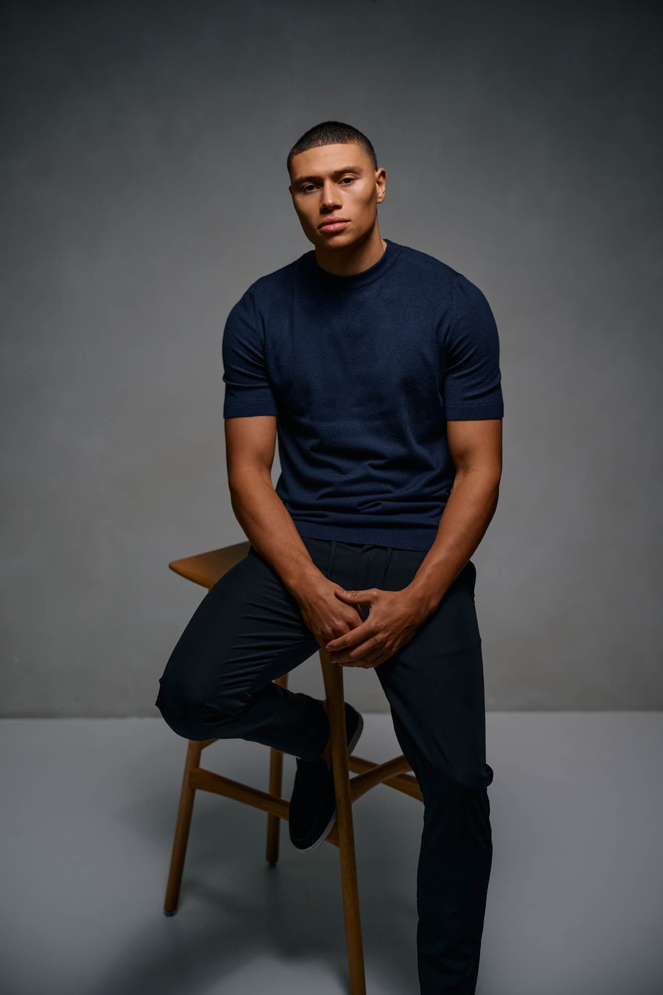 Malelions Men Knitted T-Shirt | Navy