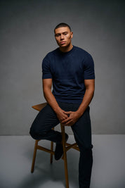 Malelions Men Knitted T-Shirt | Navy