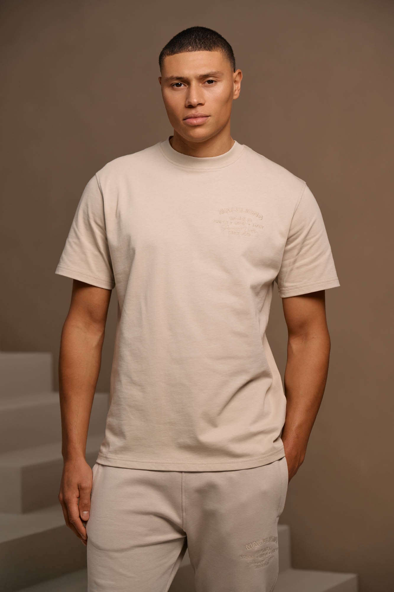 Malelions Men Permanent Vacation T-Shirt | Light Taupe
