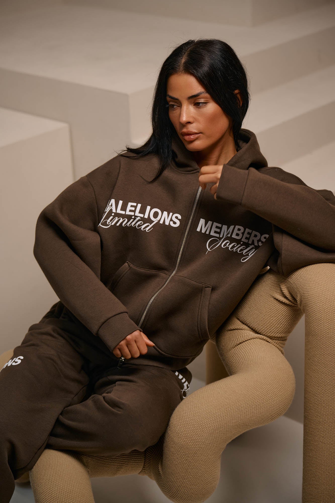 Malelions Women Members Society Zip Hoodie | Chocolate