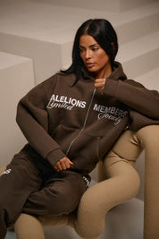 Malelions Women Members Society Zip Hoodie | Chocolate