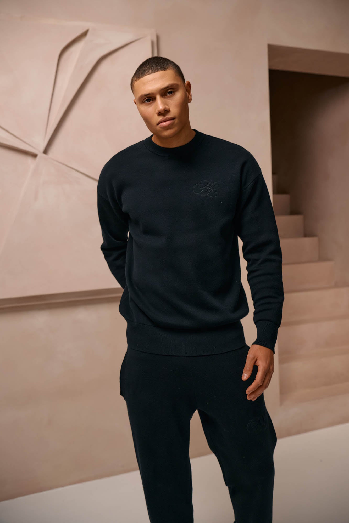 Malelions Men Oversized Emblem Knitted Sweater | Black