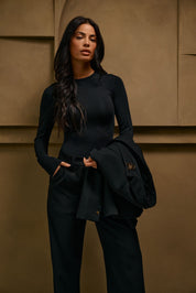 Malelions Women Crewneck Bodysuit | Black