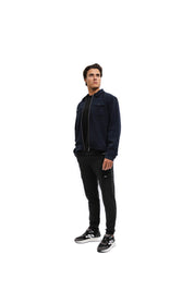 Malelions Men Textured Zip Overshirt | Navy