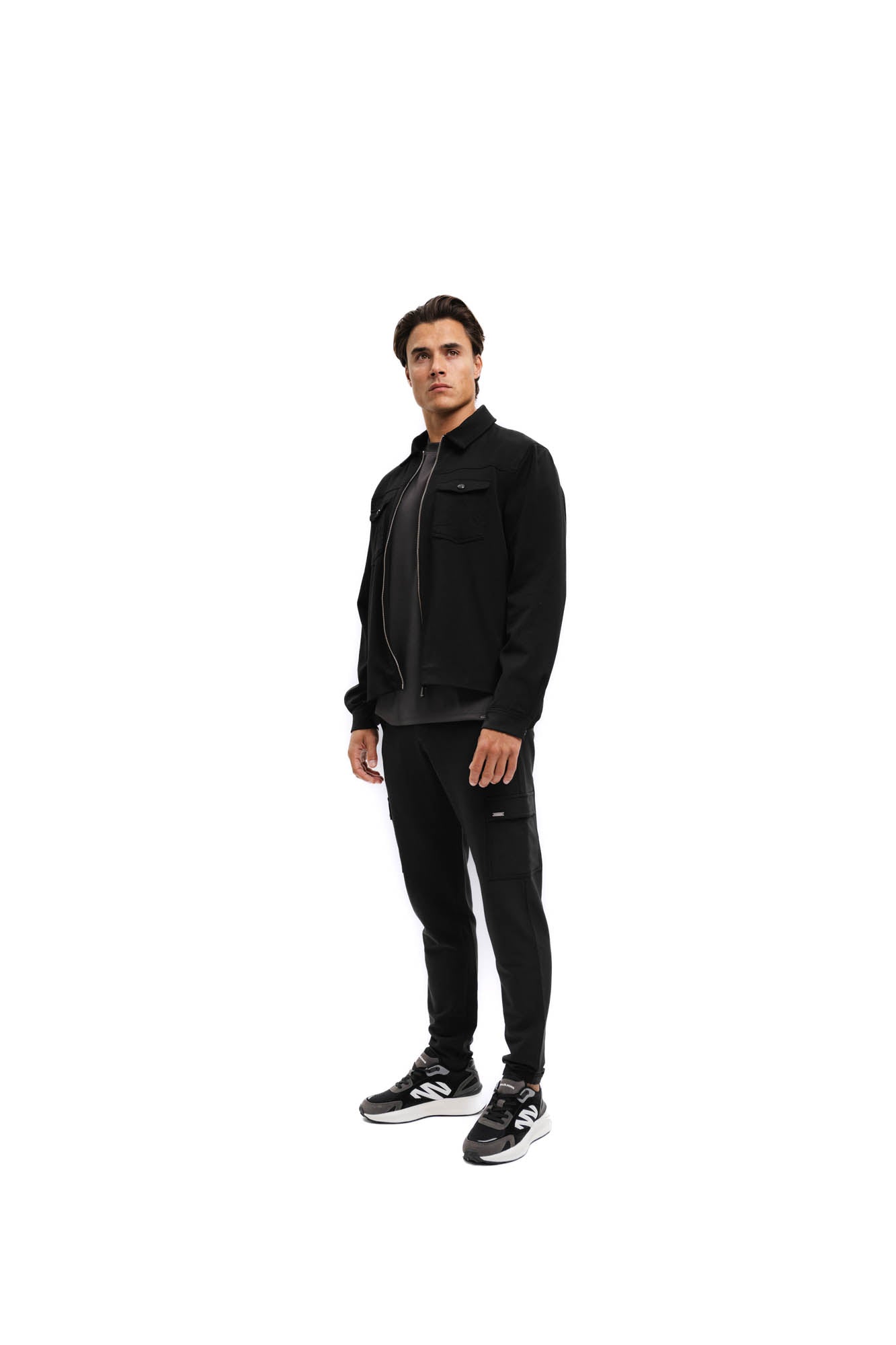 Malelions Men Textured Zip Overshirt | Black
