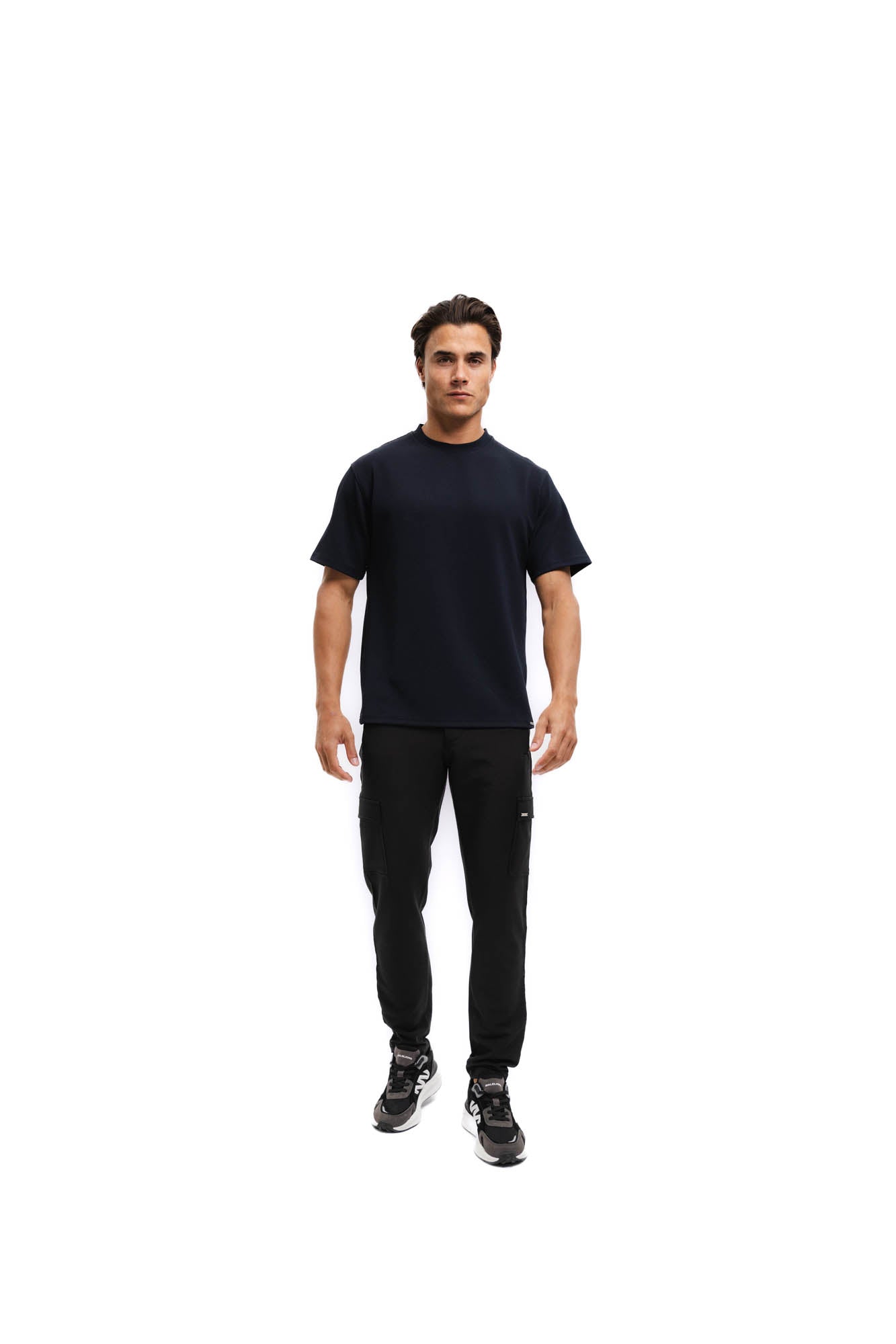Malelions Men Textured T-Shirt | Navy