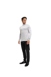 Malelions Men Knitted Mockneck Sweater | Ocean Grey