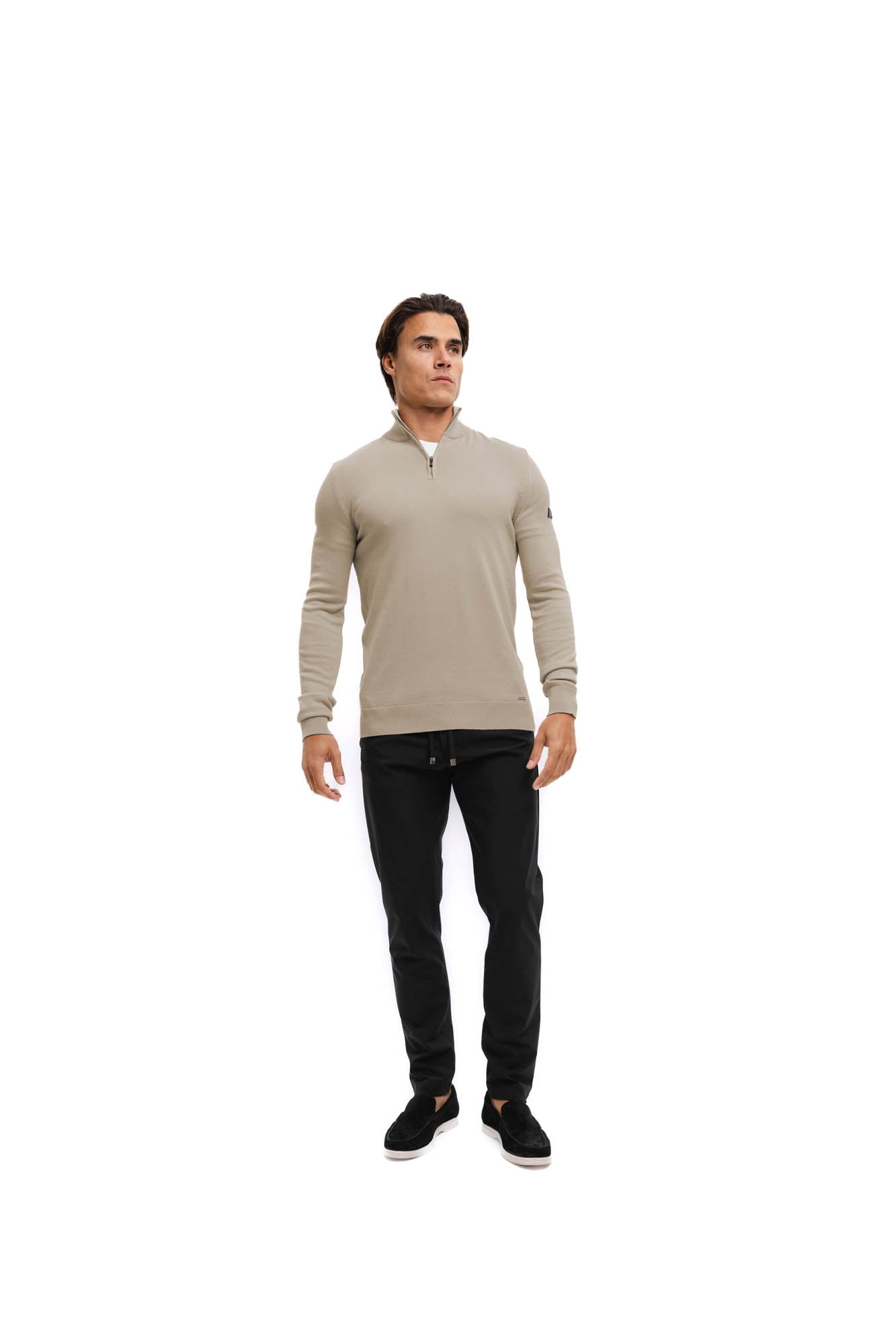 Malelions Men Knitted Quarter Zip | Sand