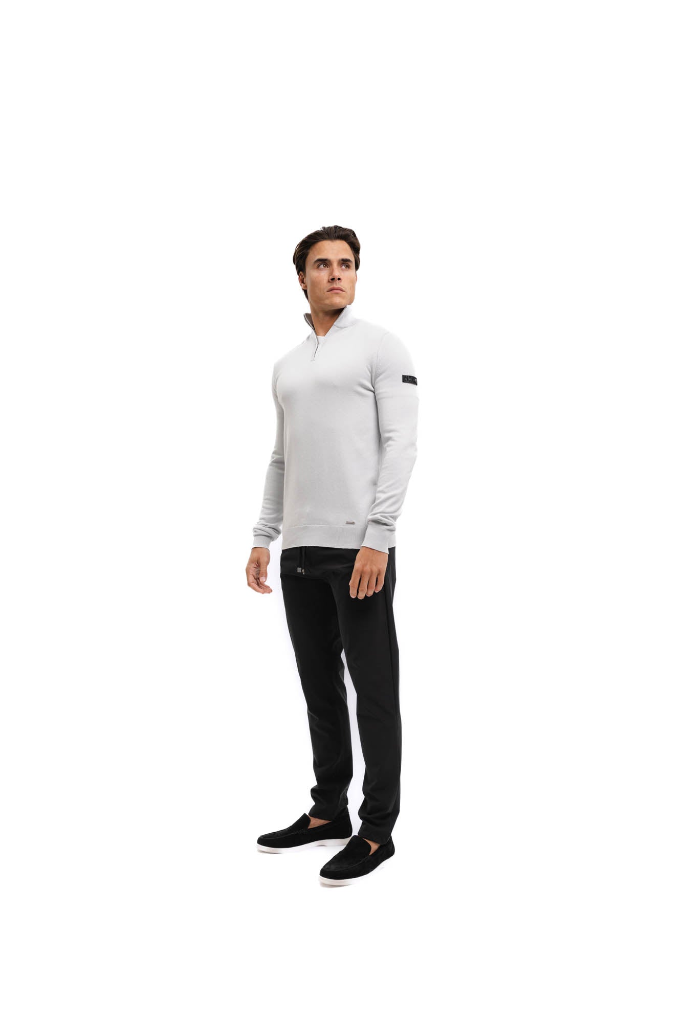 Malelions Men Knitted Quarter Zip | Ocean Grey