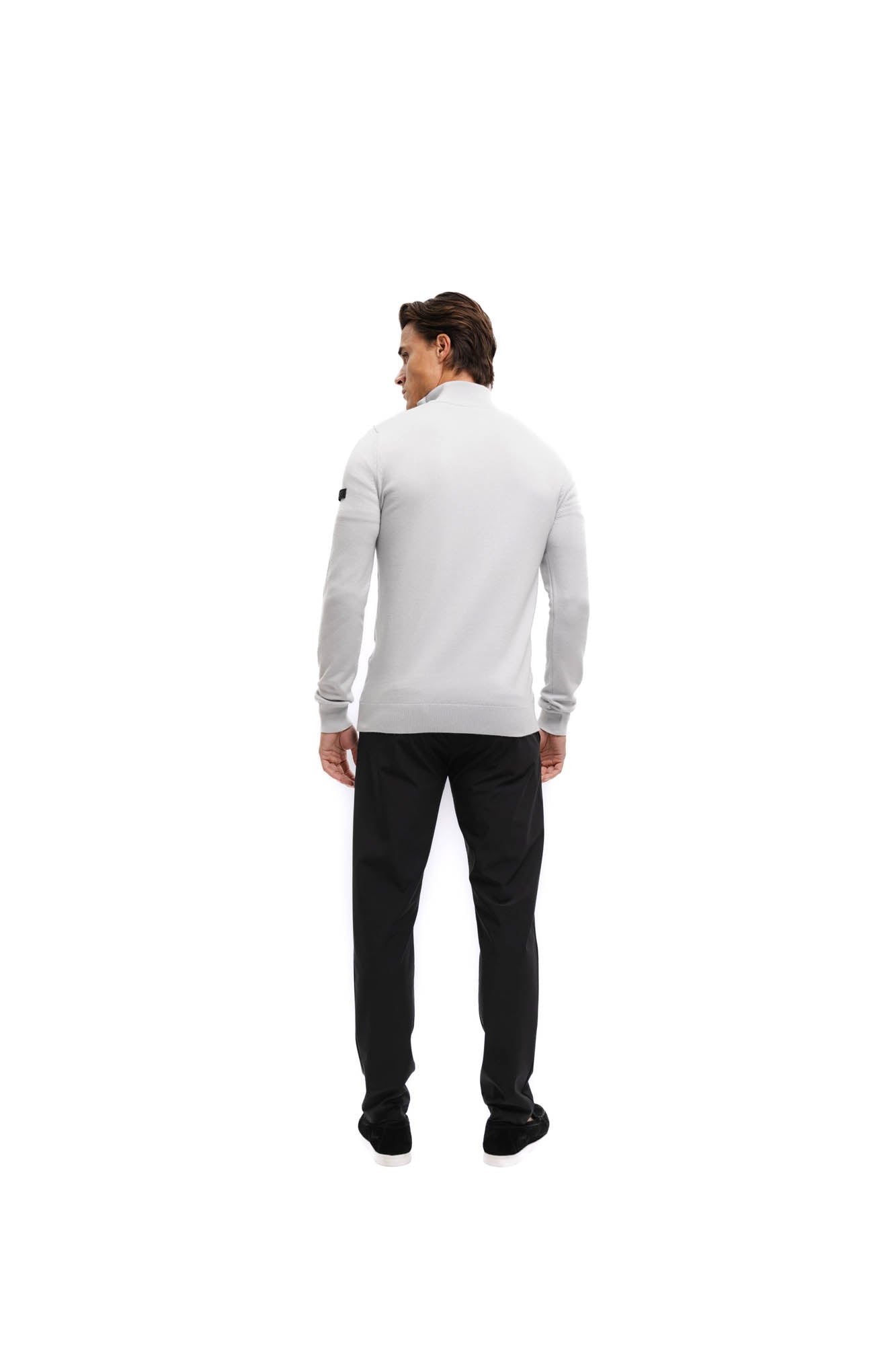 Malelions Men Knitted Quarter Zip | Ocean Grey
