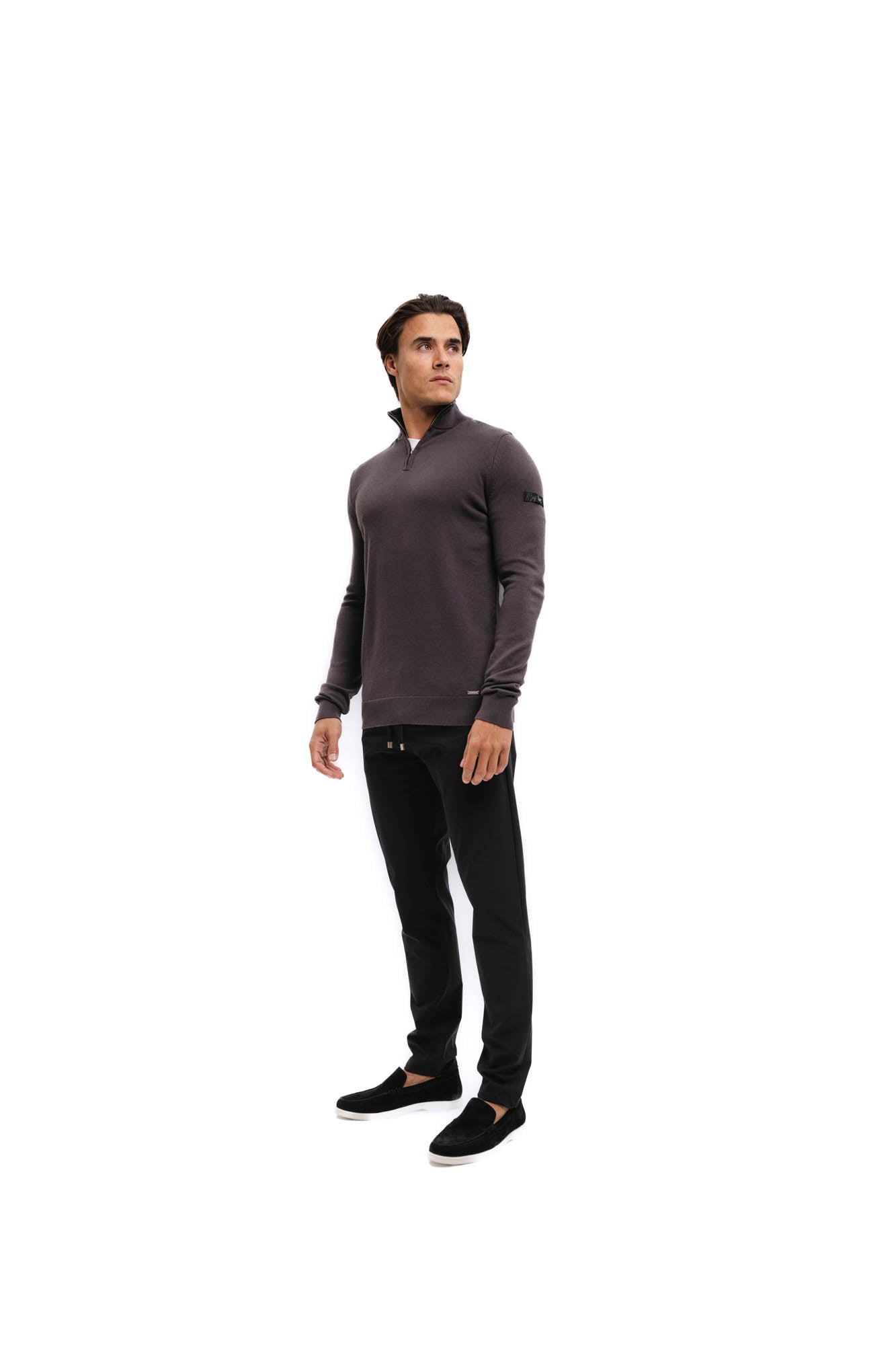 Malelions Men Knitted Quarter Zip | Mulch Brown
