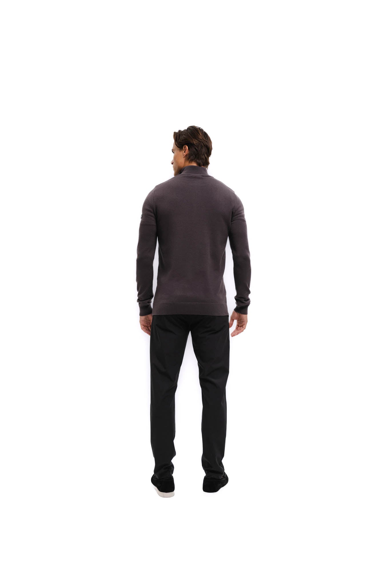 Malelions Men Knitted Quarter Zip | Mulch Brown