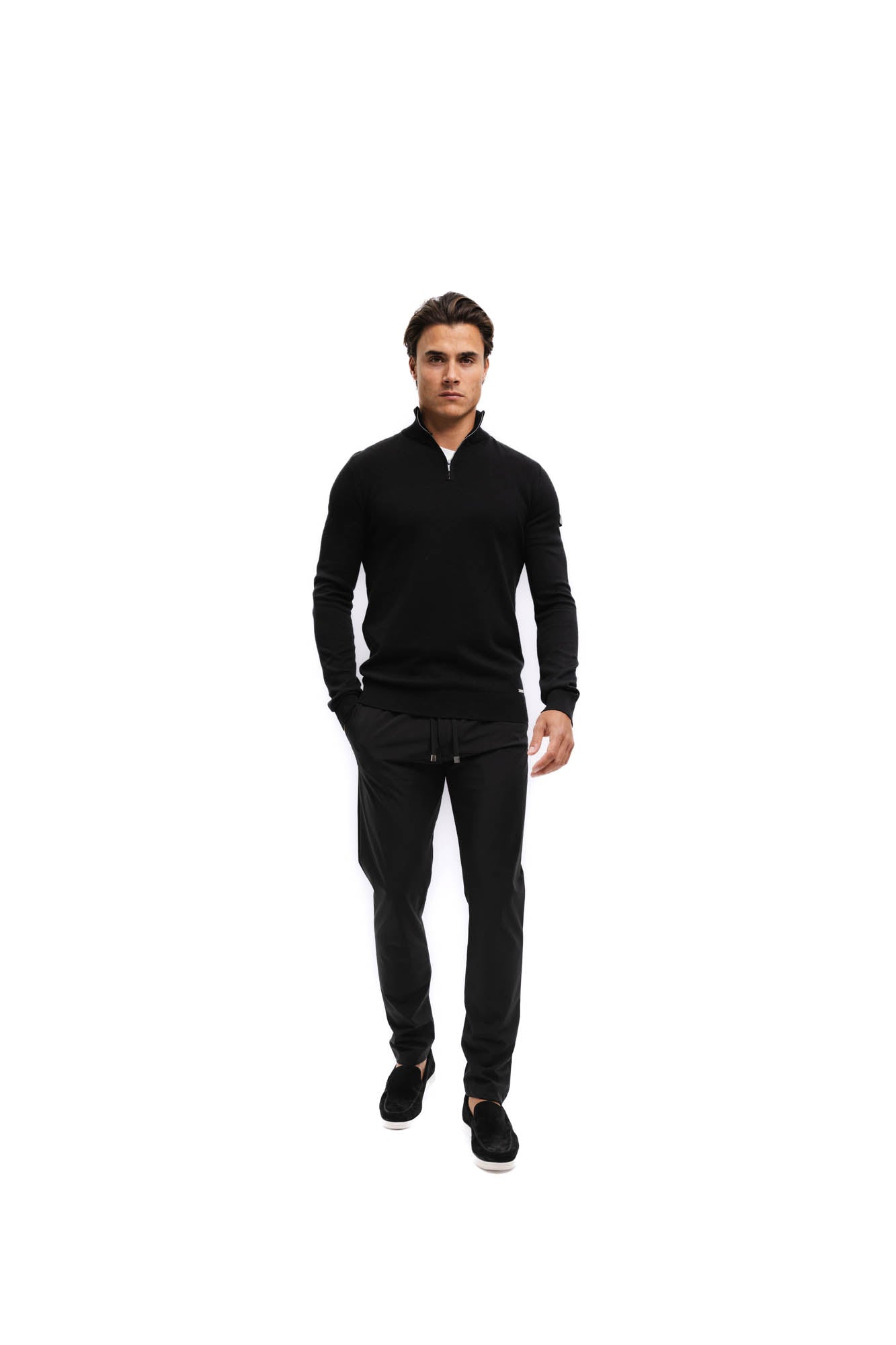 Malelions Men Knitted Quarter Zip | Black