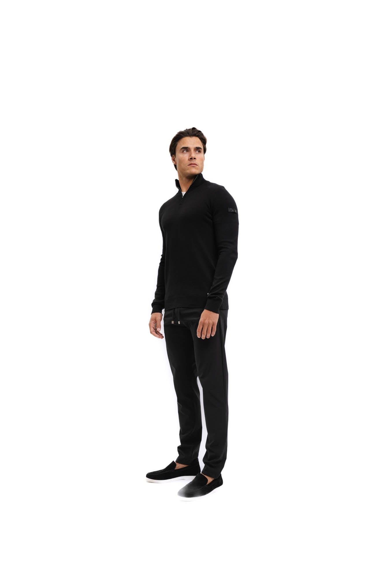 Malelions Men Knitted Quarter Zip | Black