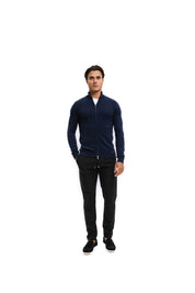 Malelions Men Knitted Zip Cardigan | Navy
