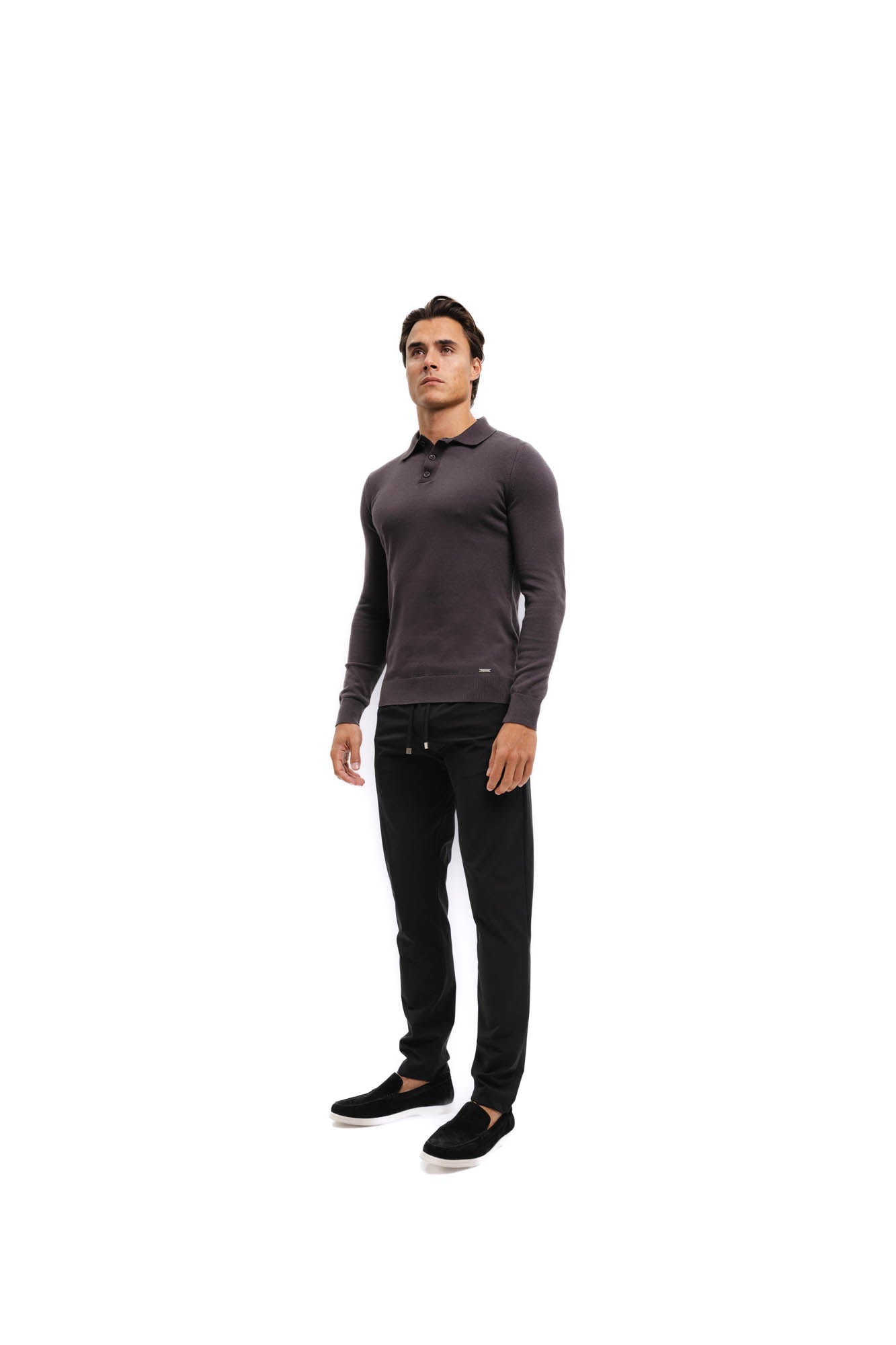 Malelions Men Knitted Longsleeve Polo | Mulch Brown