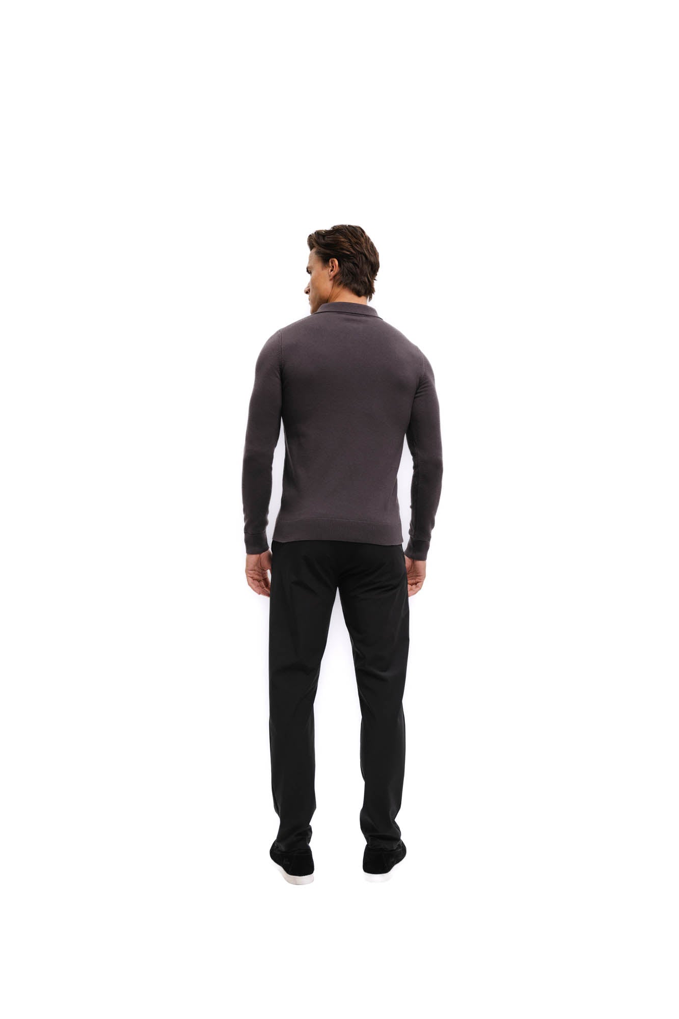 Malelions Men Knitted Longsleeve Polo | Mulch Brown