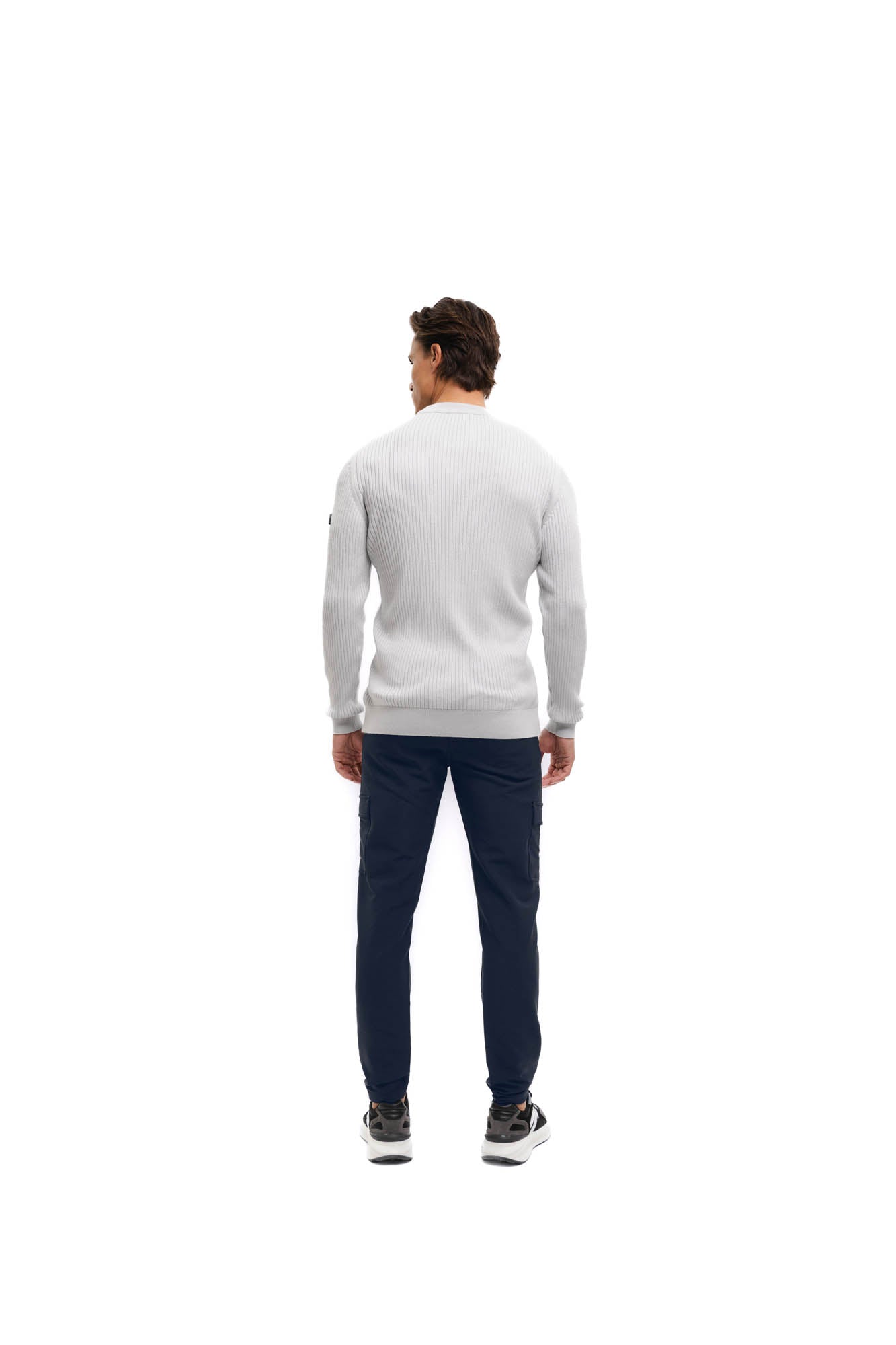 Malelions Men Knitted Rib Sweater | Ocean Grey