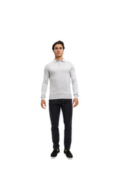 Malelions Men Knitted Longsleeve Polo | Ocean Grey