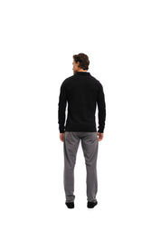 Malelions Men Knitted Longsleeve Polo | Black