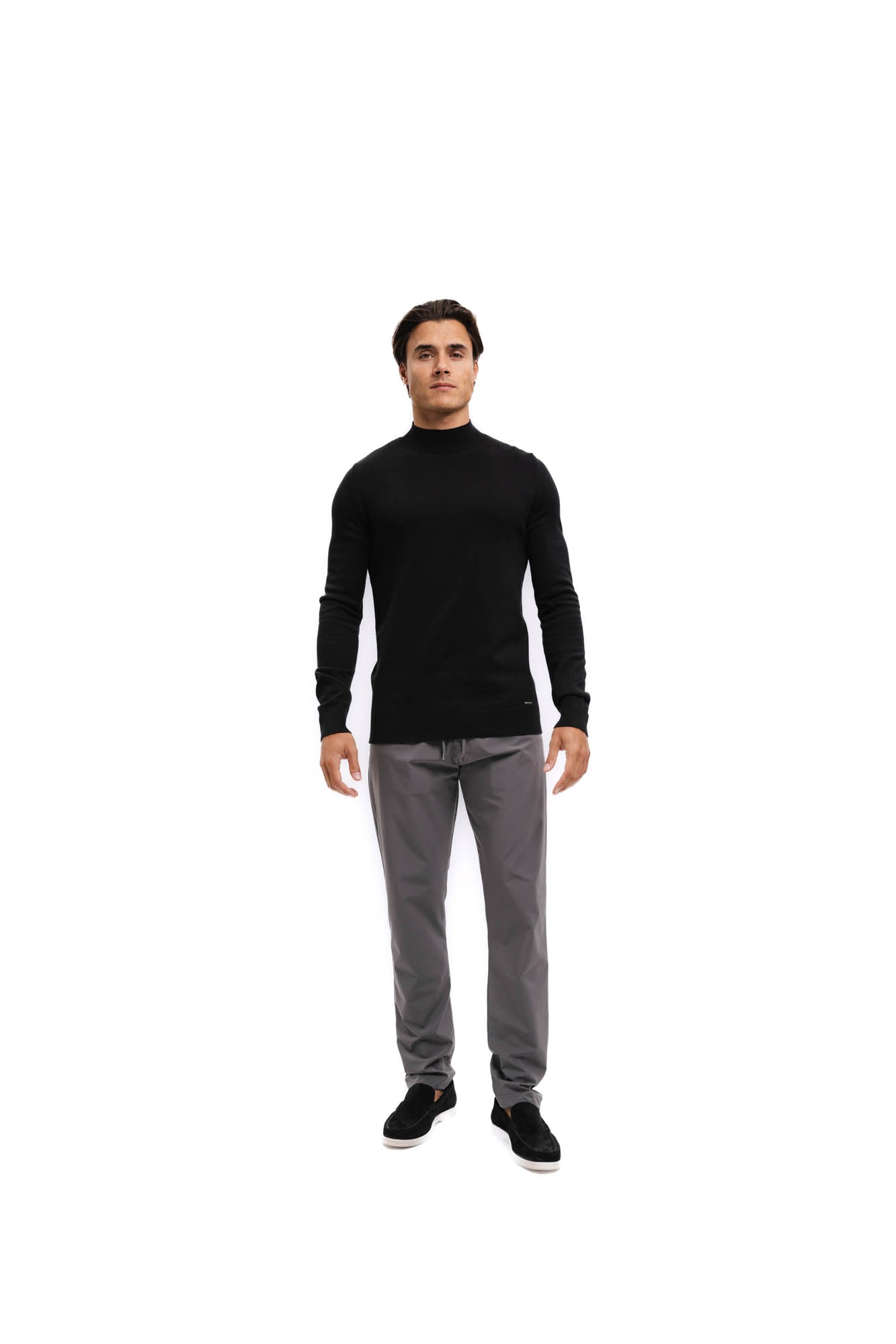 Malelions Men Knitted Mockneck Sweater | Black