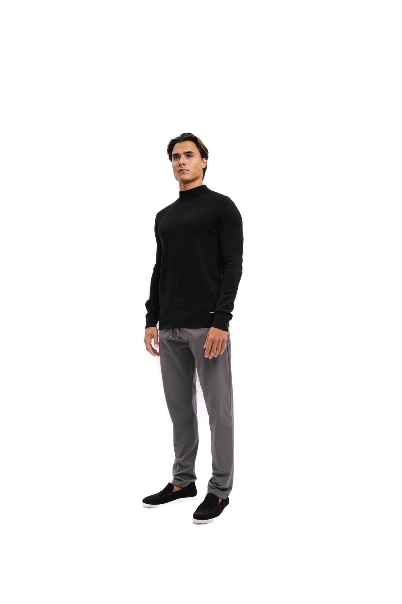 Malelions Men Knitted Mockneck Sweater | Black