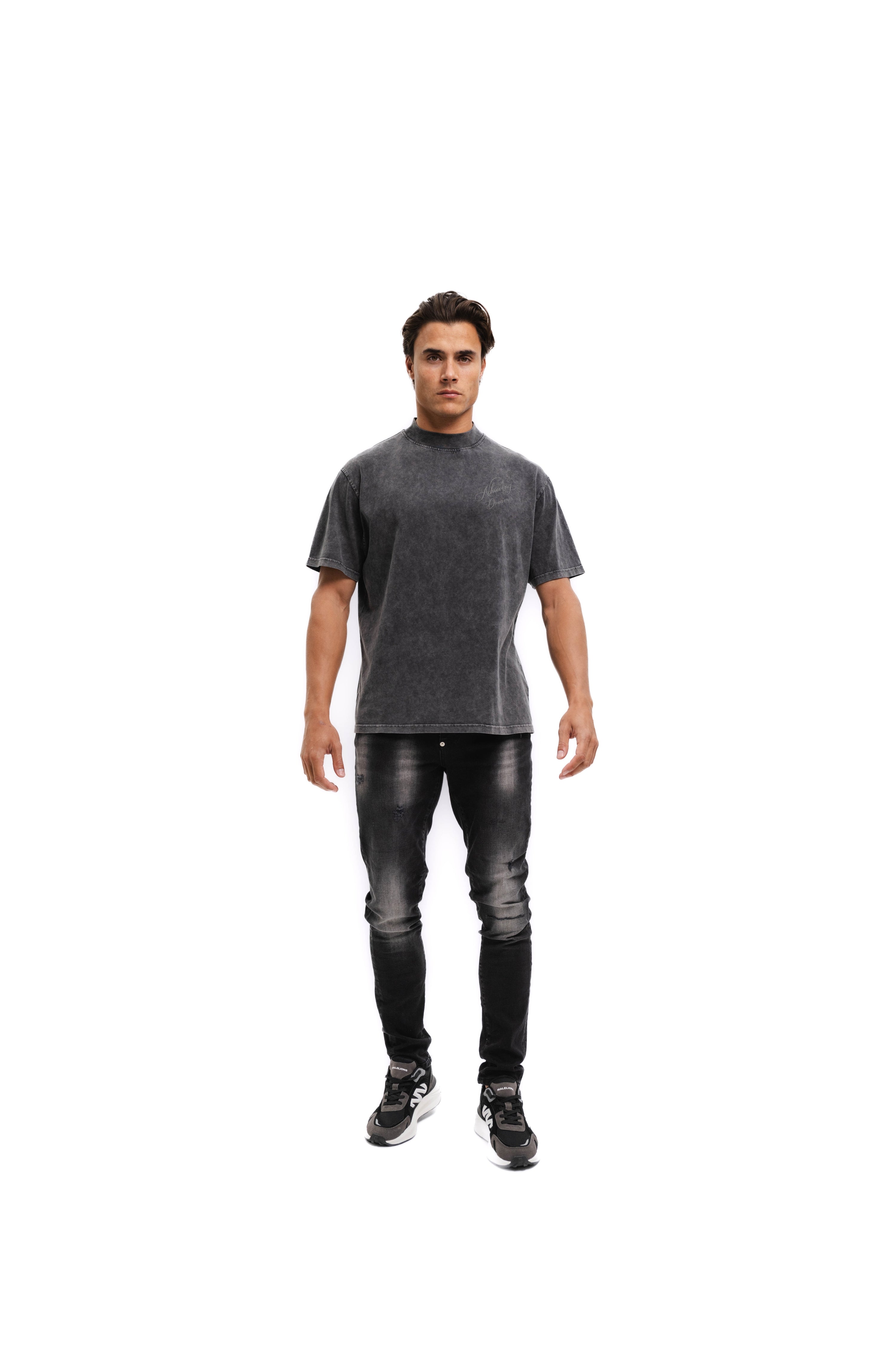 Malelions Men Slim Regular Jeans | Black Washed