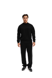 Malelions Herren Oversize-Strickpullover mit charakteristischem Muster | Schwarz