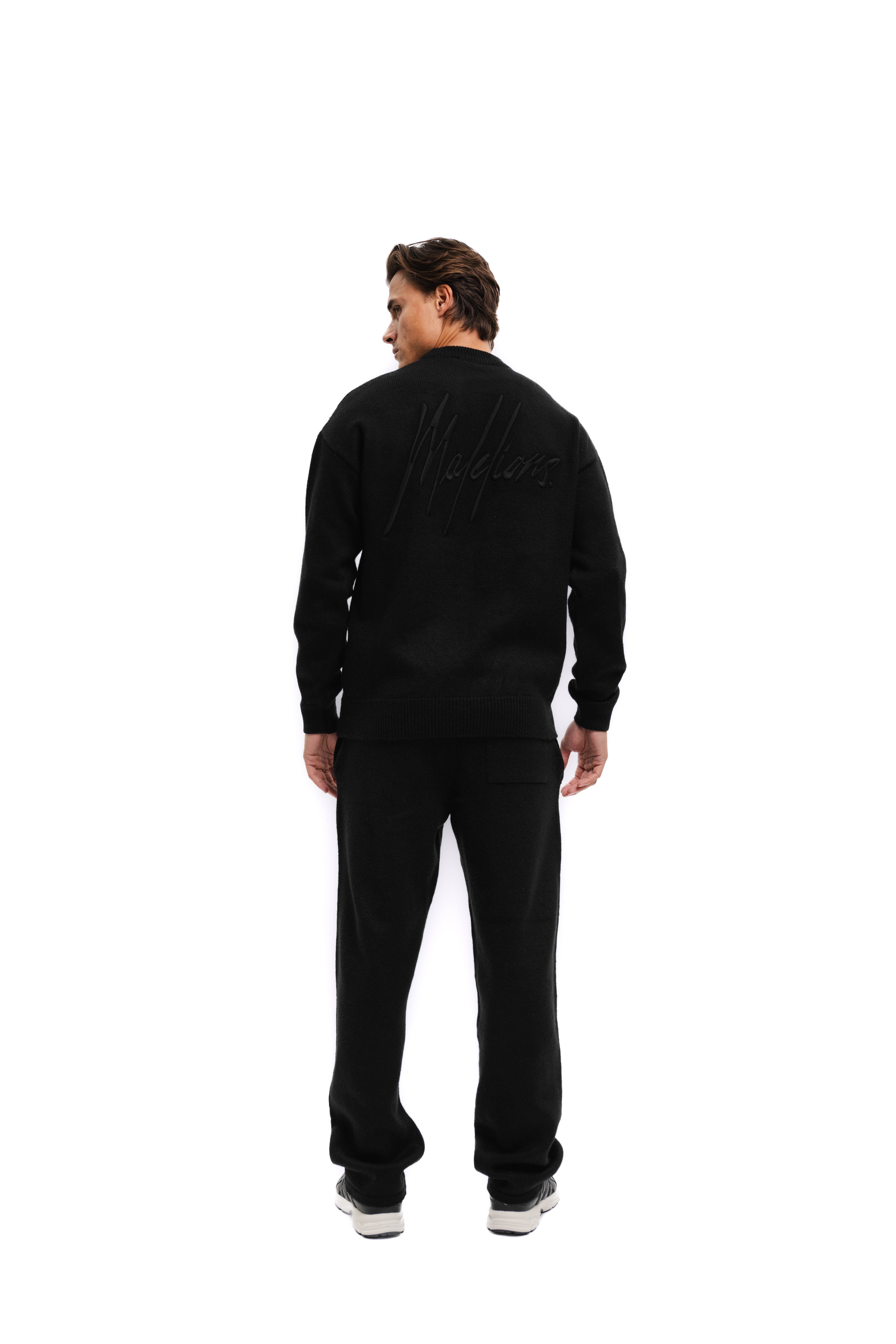 Malelions Herren Oversize-Strickpullover mit charakteristischem Muster | Schwarz