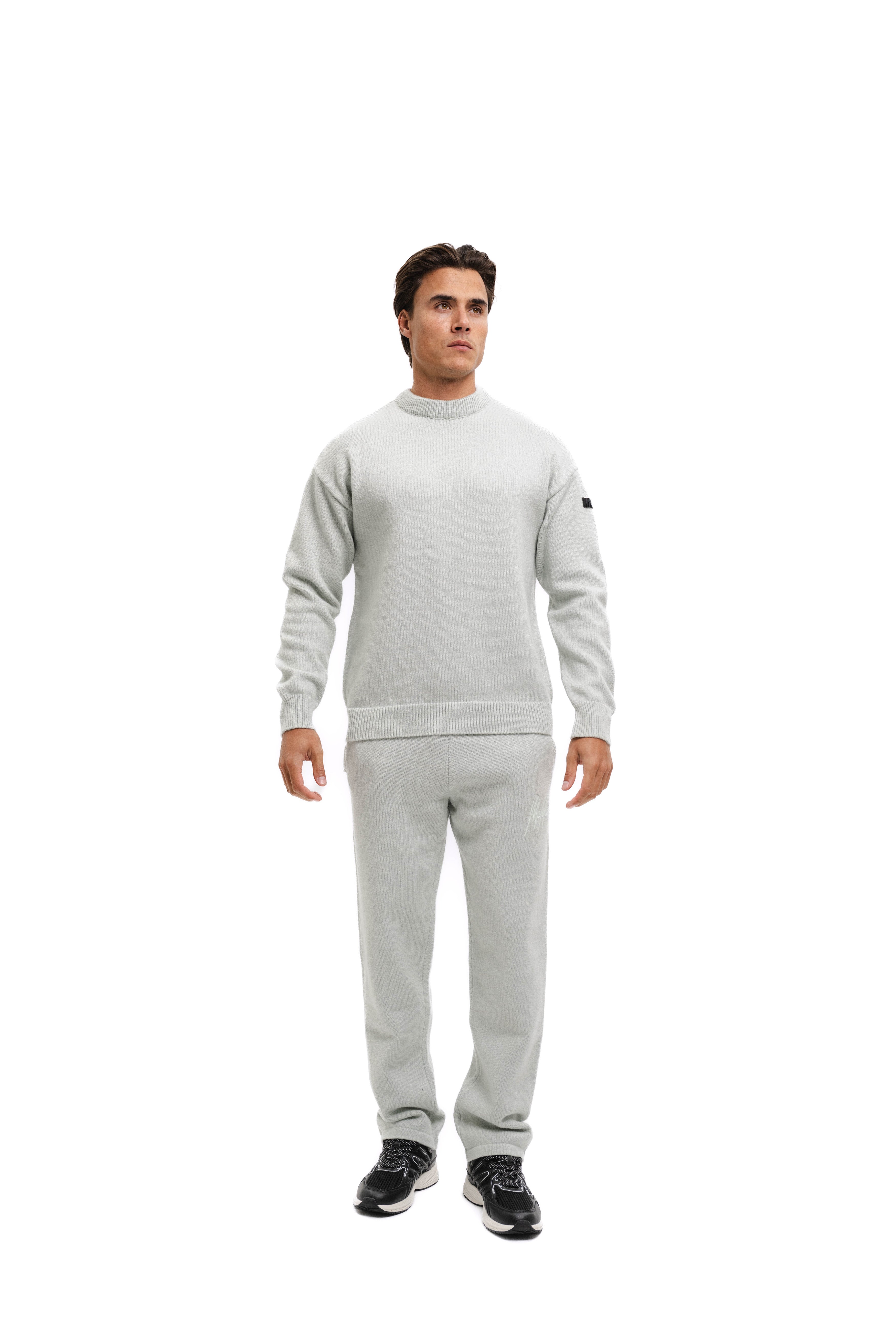 Malelions Herren-Strickhose mit geradem Schnitt und charakteristischer Signatur | Ozeangrau