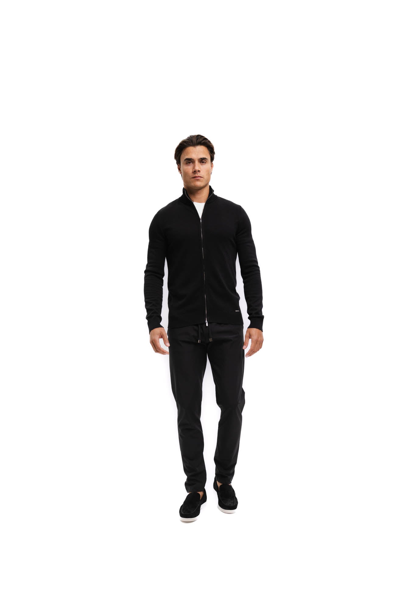 Malelions Men Knitted Zip Cardigan | Black
