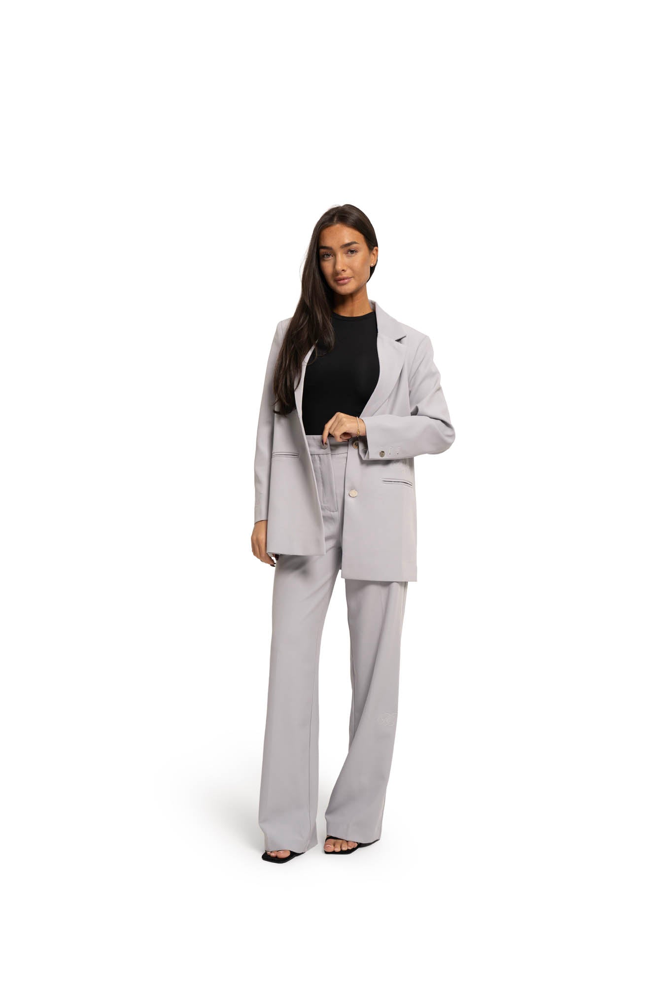 Malelions Women Oversized Social Club Blazer | Light Grey