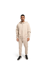 Malelions Men Permanent Vacation Zip Hoodie | Light Taupe