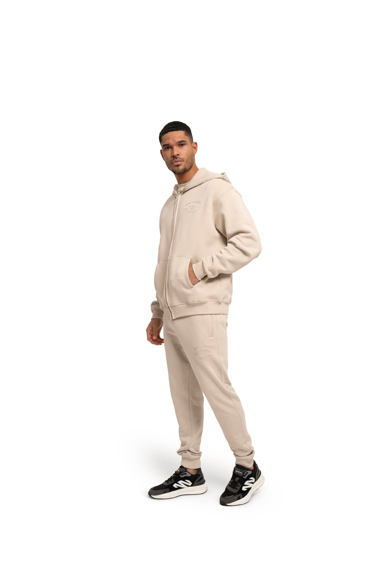 Malelions Men Permanent Vacation Zip Hoodie | Light Taupe