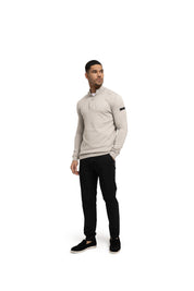 Malelions Men Knitted Longsleeve Zip Polo | Pearl Grey